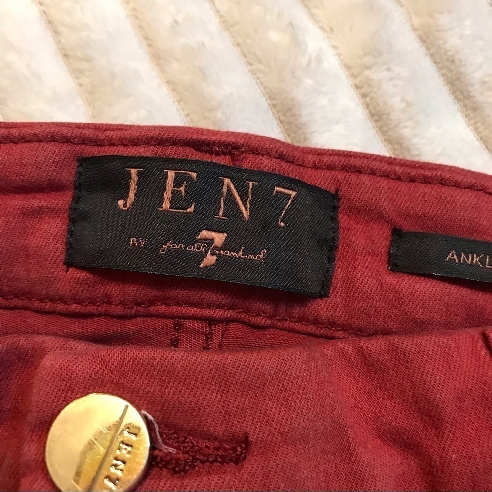 Jen7 7 For All Mankind Crimson Red Ankle Skinny Jeans Women’s Size 12 31 large - Picture 5 of 10